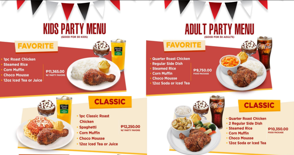 Kenny Rogers Party Packages Price List