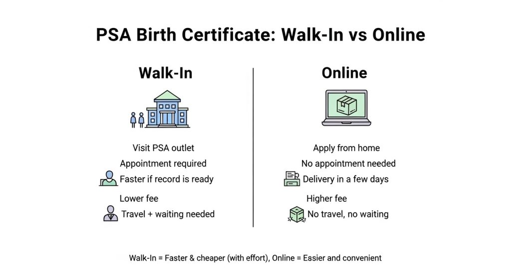 PSA Birth Certificate Walk-In Vs Online