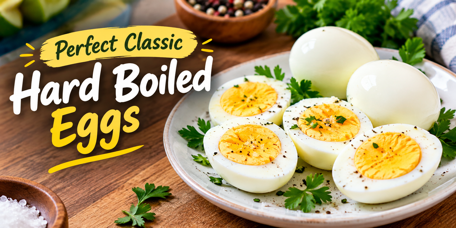 Perfect classic hard boiled eggs on a plate